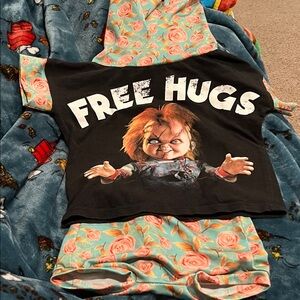 B1 Small Shop 2t Free Hugs Chucky Hoodie and Shorts Set